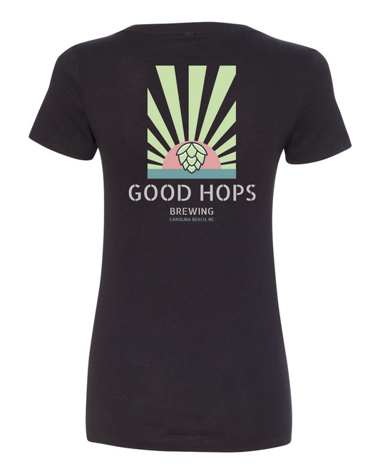 Good Hops Horizon Black Women's V-Neck T-shirt