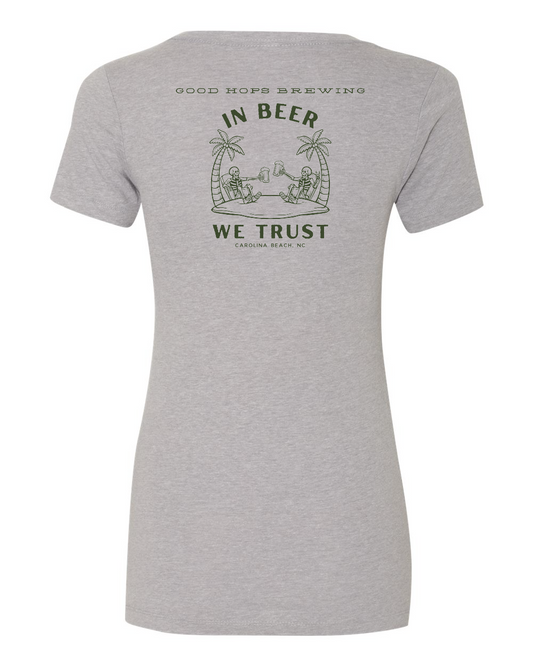 Good Hops In Beer We Trust Grey Women's V-Neck T-shirt